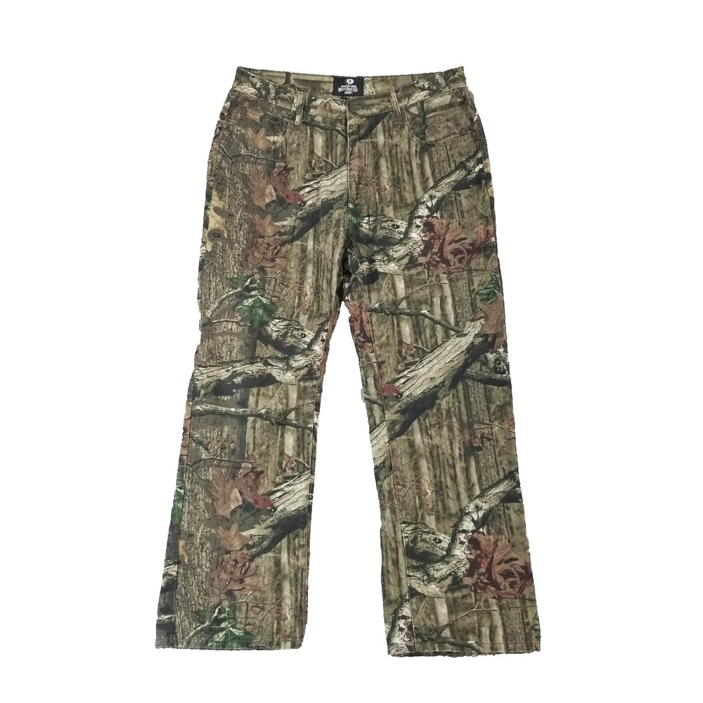 Mossy Oak camo jeans men's 36x32 cotton green brown break up Infinity outdoor